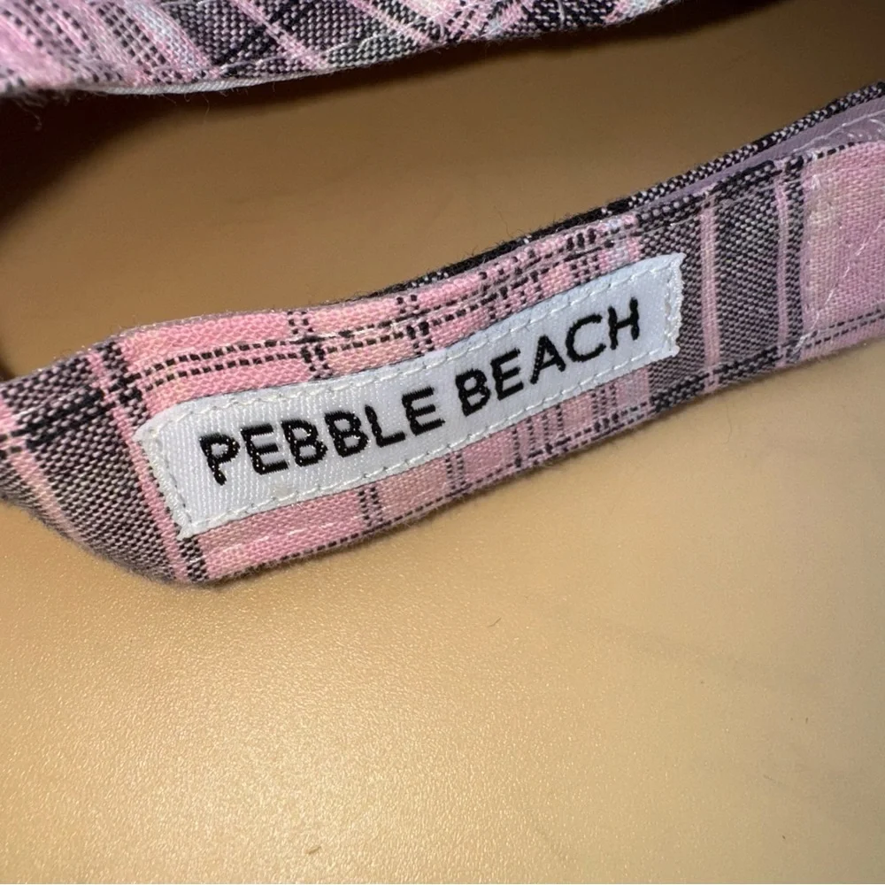 Pukka‎ Pebble Beach Embroidered Pink Plaid adjustable Baseball Cap, EUC
